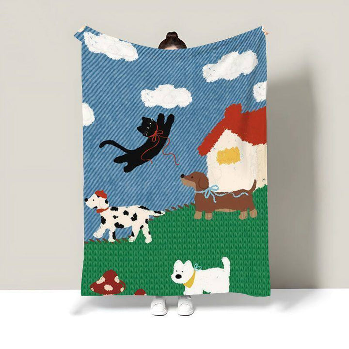 Cozy Cat-Themed Fleece Throw Blanket