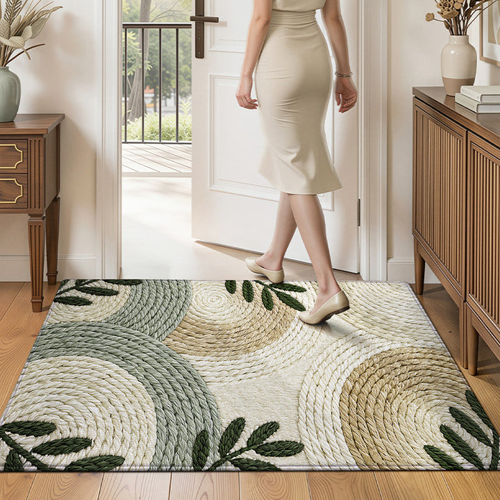Textured Leaf Print Entrance Mat Bowlift