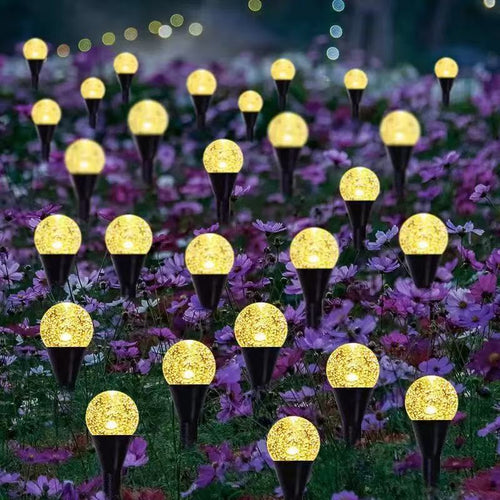 Crescent Moon Solar Garden Stake Lights With Textured Acrylic Diffuser And Warm White LED Bowlift