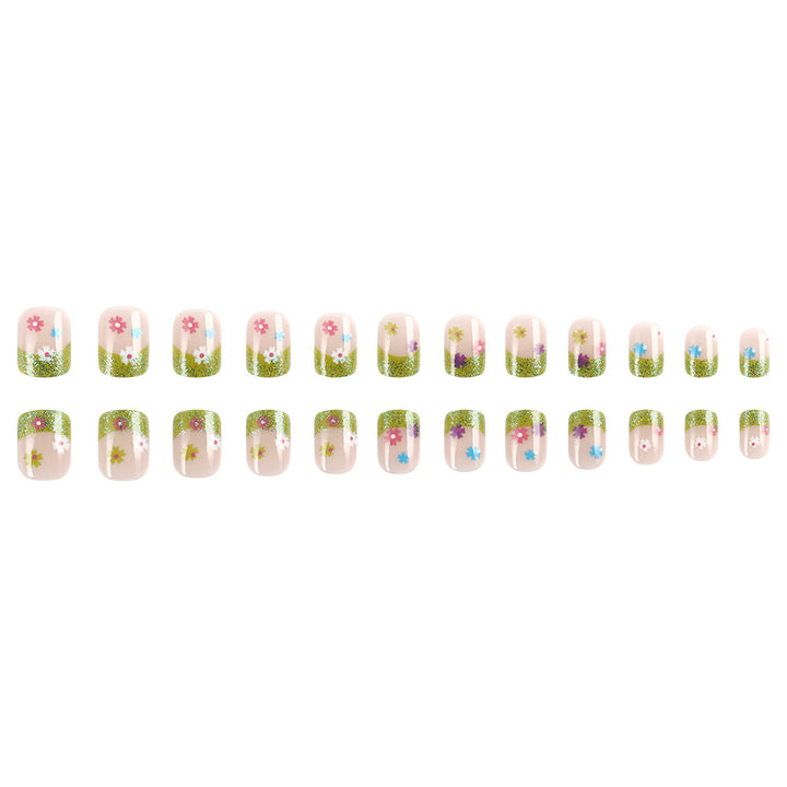 Floral Glitter Tip Nail Art Design Bowlift