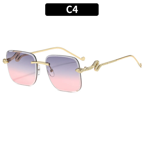 Fashionable Square Frame Sunglasses with Snake Accents