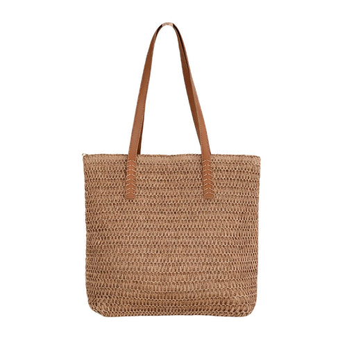 Spacious wicker tote bag with sturdy leather handles Bowlift