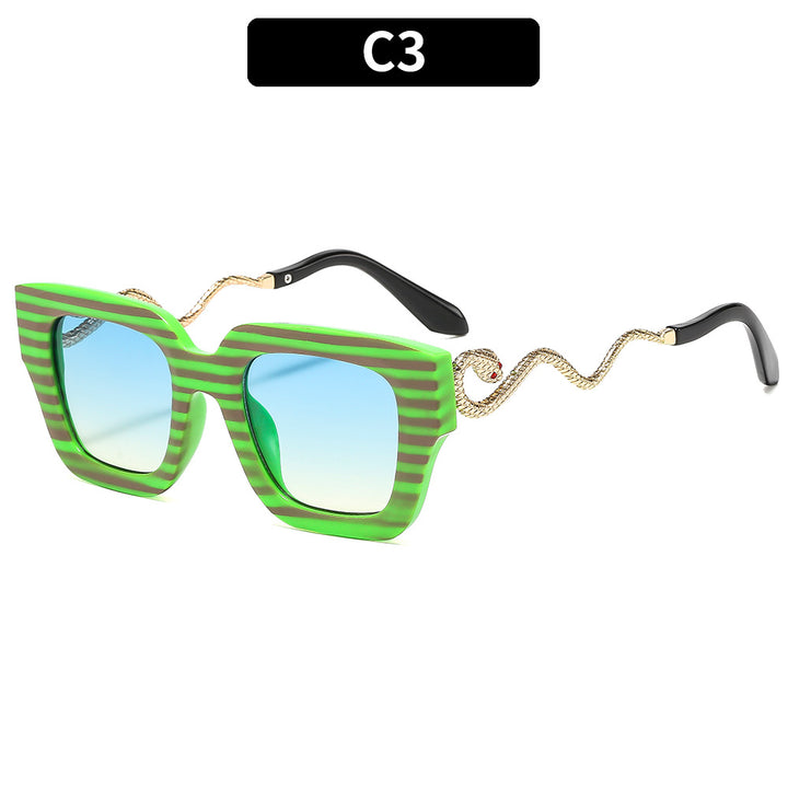 Striped Geometric Fashion Sunglasses