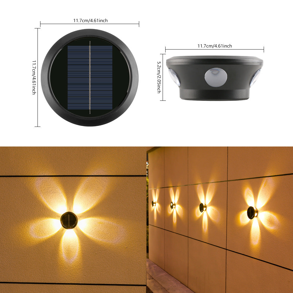 Outdoor Solar Wall Light Multi-Beam LED Decorative Accent Bowlift