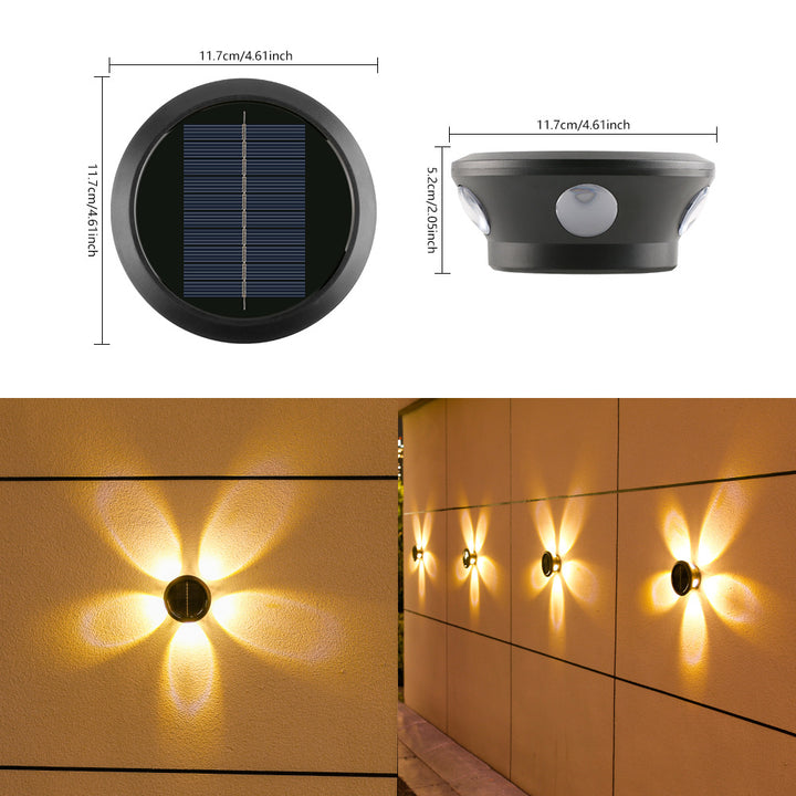 Outdoor Solar Wall Light Multi-Beam LED Decorative Accent Bowlift