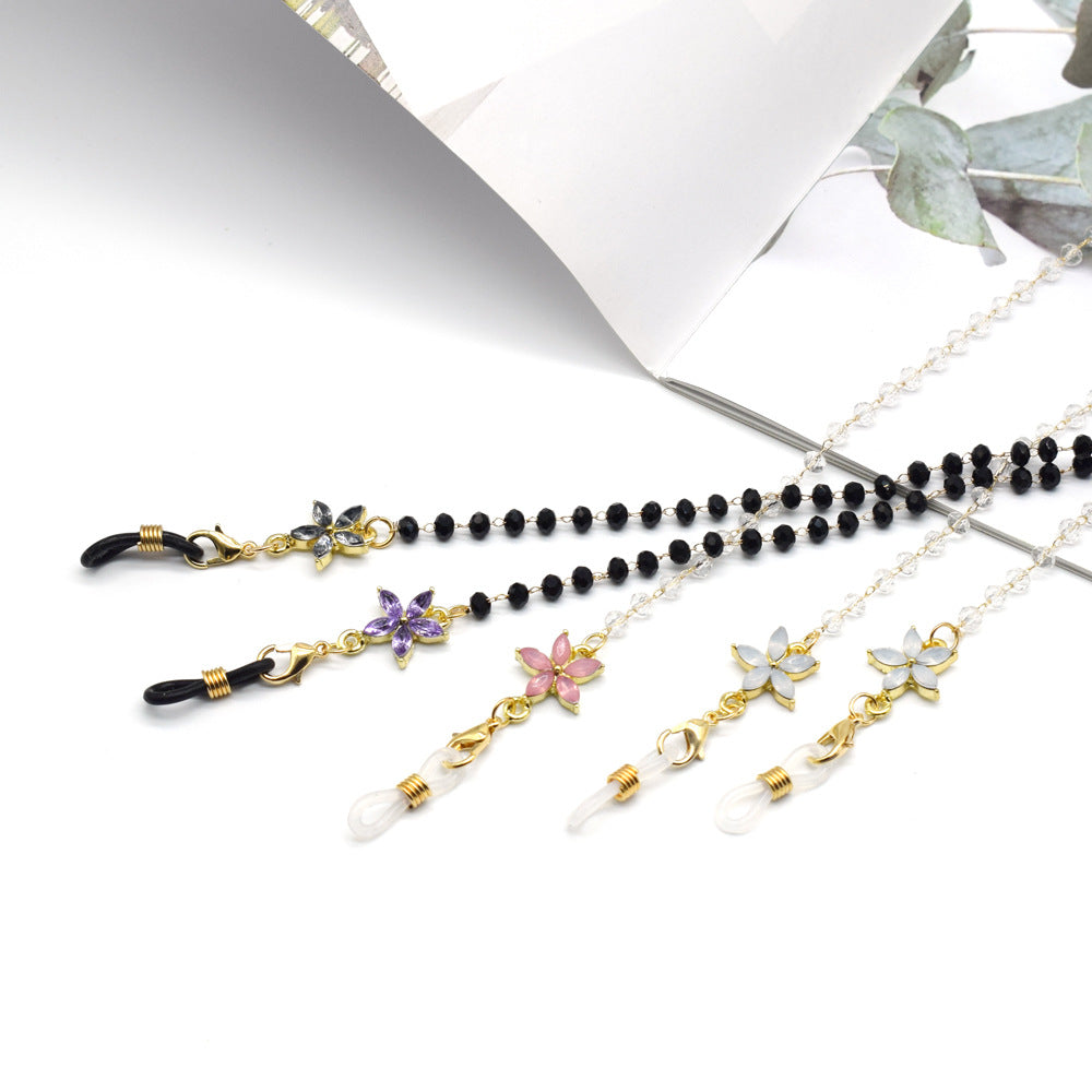 Elegant Floral-Accented Eyewear Chain Bowlift