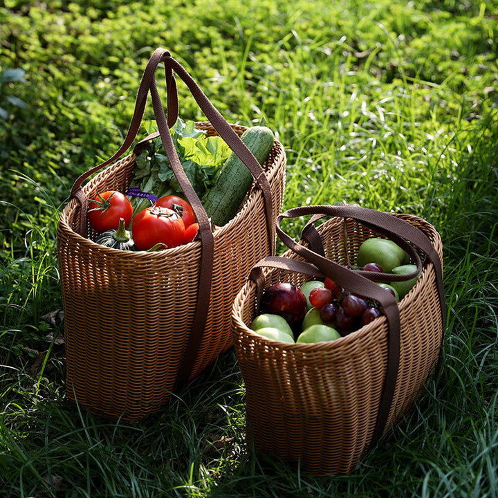 Unisex Robust braided shopping basket with comfortable fabric handles Bowlift