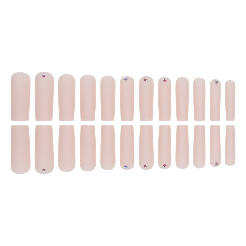 Long Matte Square Press-On Nails with Rhinestone Accents Bowlift