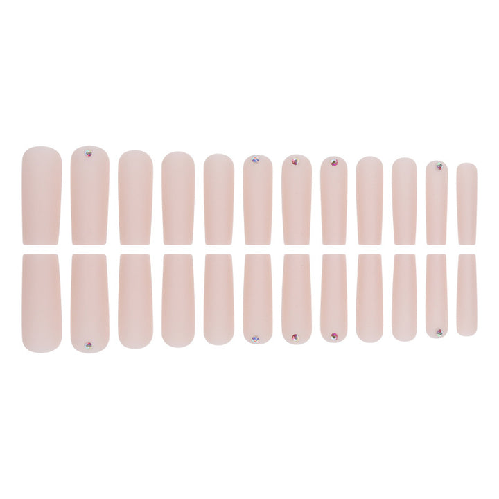 Long Matte Square Press-On Nails with Rhinestone Accents Bowlift
