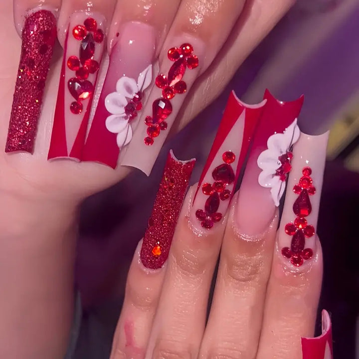 Glamorous 3D Floral Nail Enhancements Bowlift