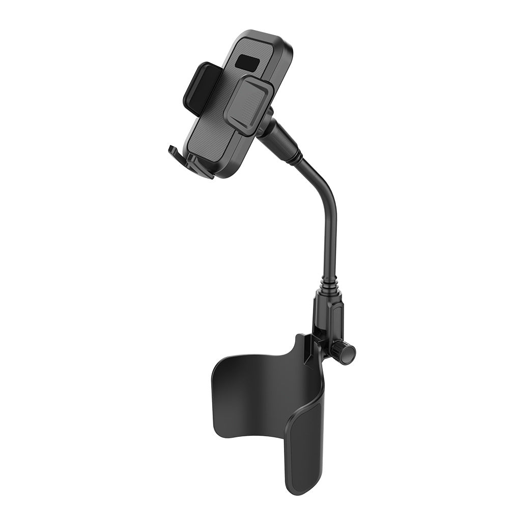 Adjustable car headrest tablet and smartphone holder with telescopic support arm and anti slip cradle Bowlift