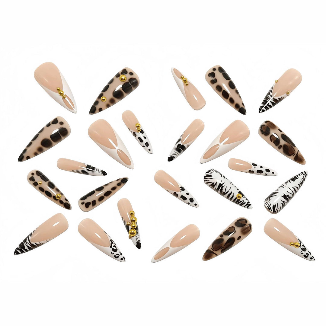 Elegant animal pattern artificial nails with 3D applications Bowlift