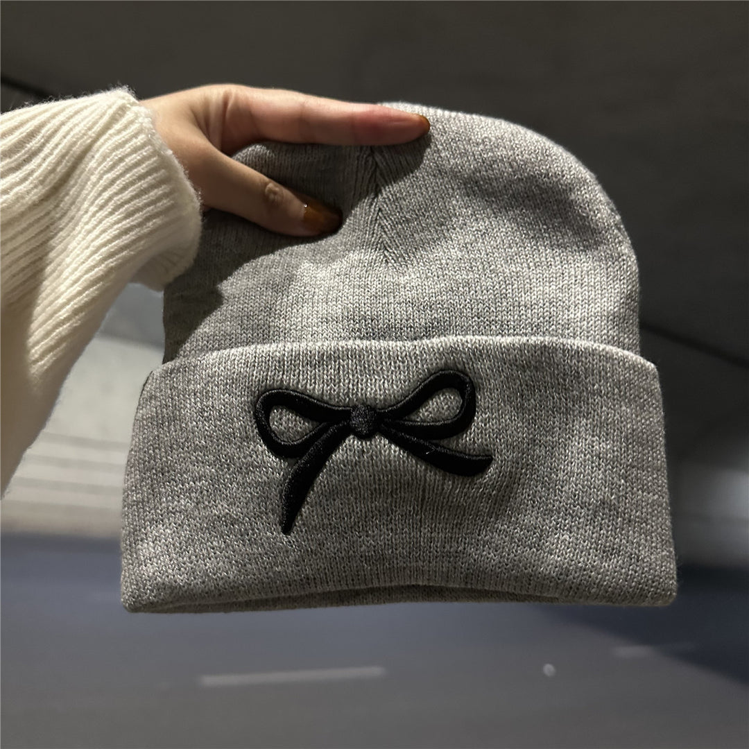 Elegant Bow Accent Knit Beanie