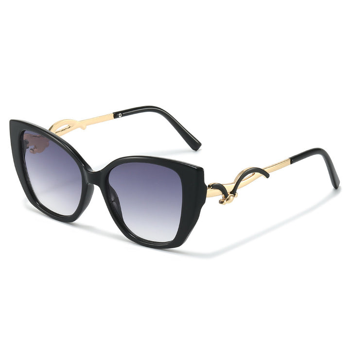 Oversized Geometric Cat-Eye Sunglasses with Gold Accents Bowlift
