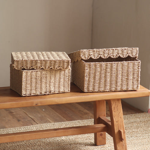 Handcrafted storage boxes made of natural material Bowlift