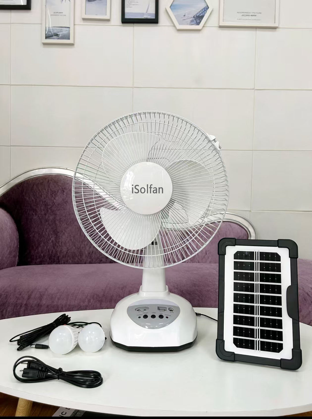 Women's portable solar-powered fan with integrated LED lighting Bowlift