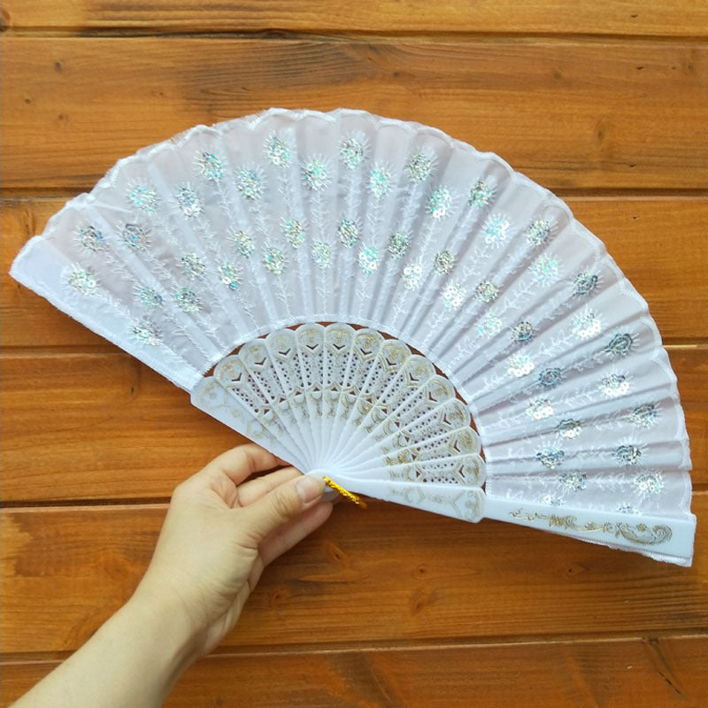 Ladies handcrafted fan with exquisite embroidery Bowlift