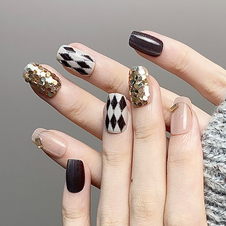 Stylish Press-On Nail Tips with Leopard Design Bowlift