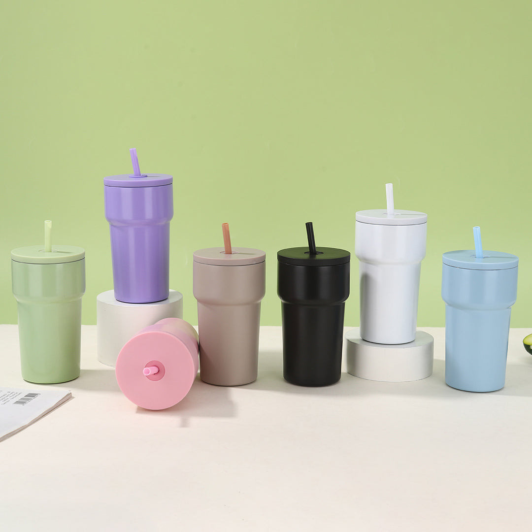 Unisex Insulated Drinking Cup with Dust Protection Lid and Straw Bowlift