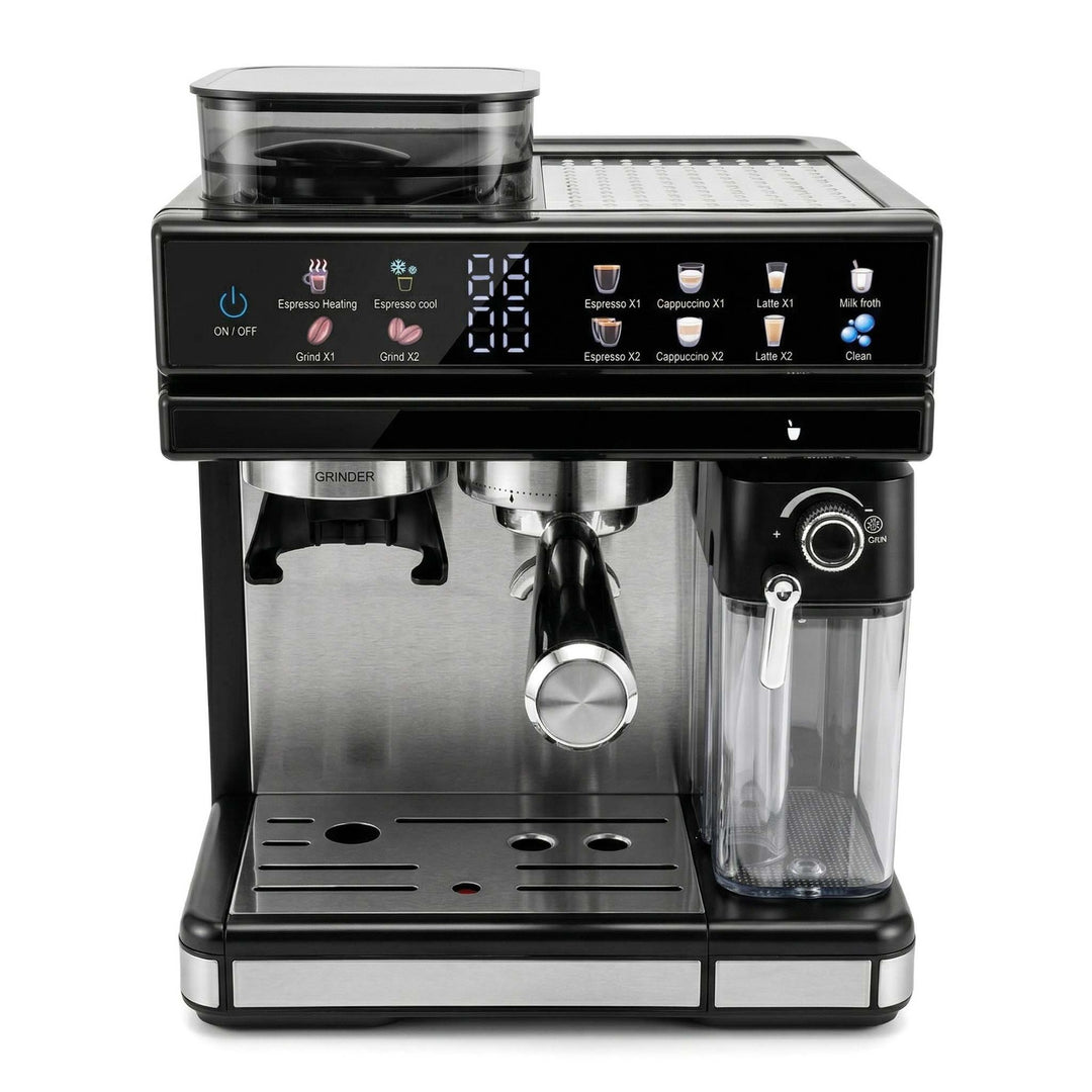 Espresso machine with integrated grinder and precise temperature control Bowlift