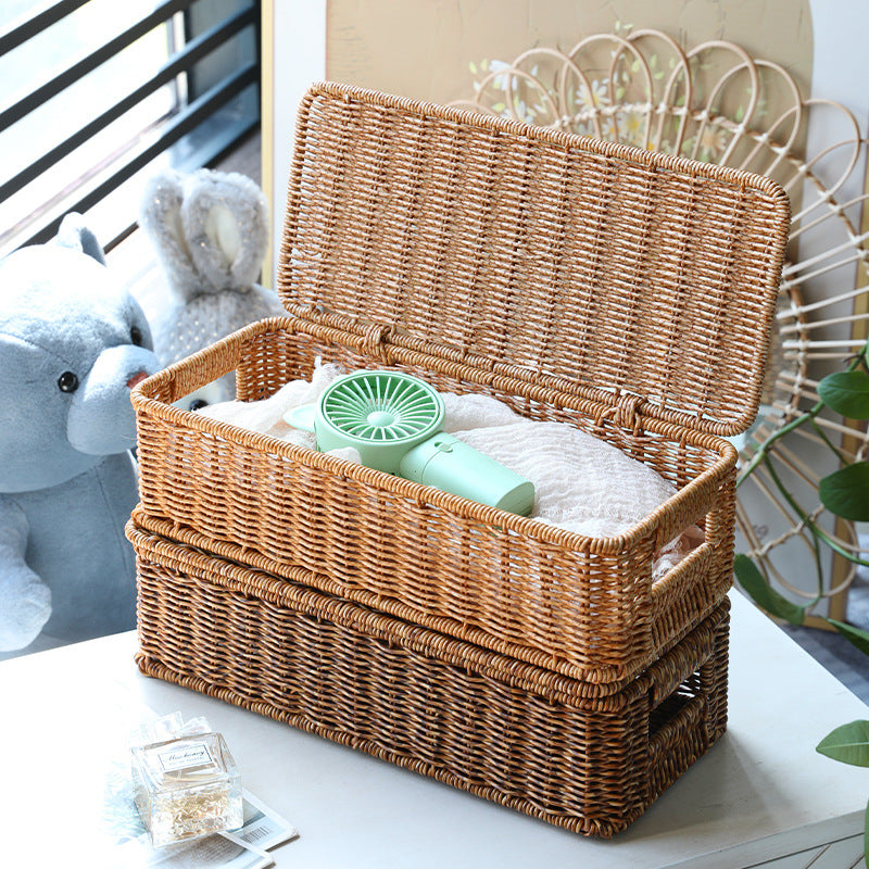 Long Rectangular Woven Storage Basket Bowlift