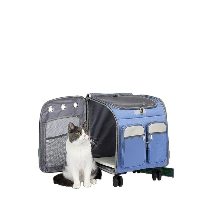 Multifunctional Pet Backpack with Trolley Function Bowlift