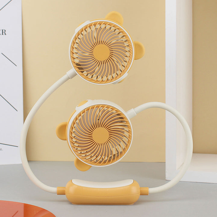 Ladies Portable Neck Fan with Flexible Mount and Dual Fan System Bowlift