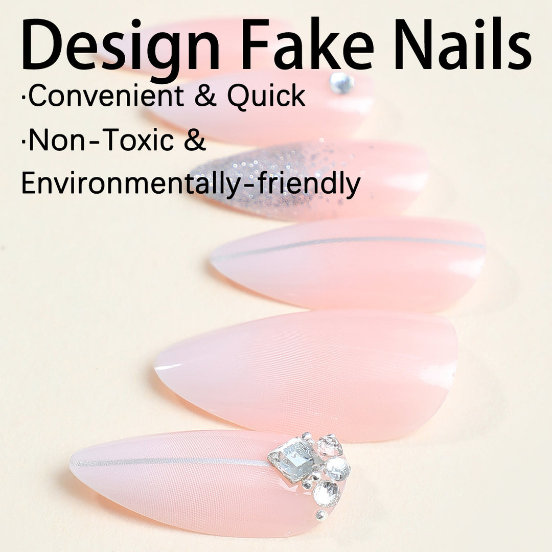 Artificial nail set with elegant glitter accents Bowlift