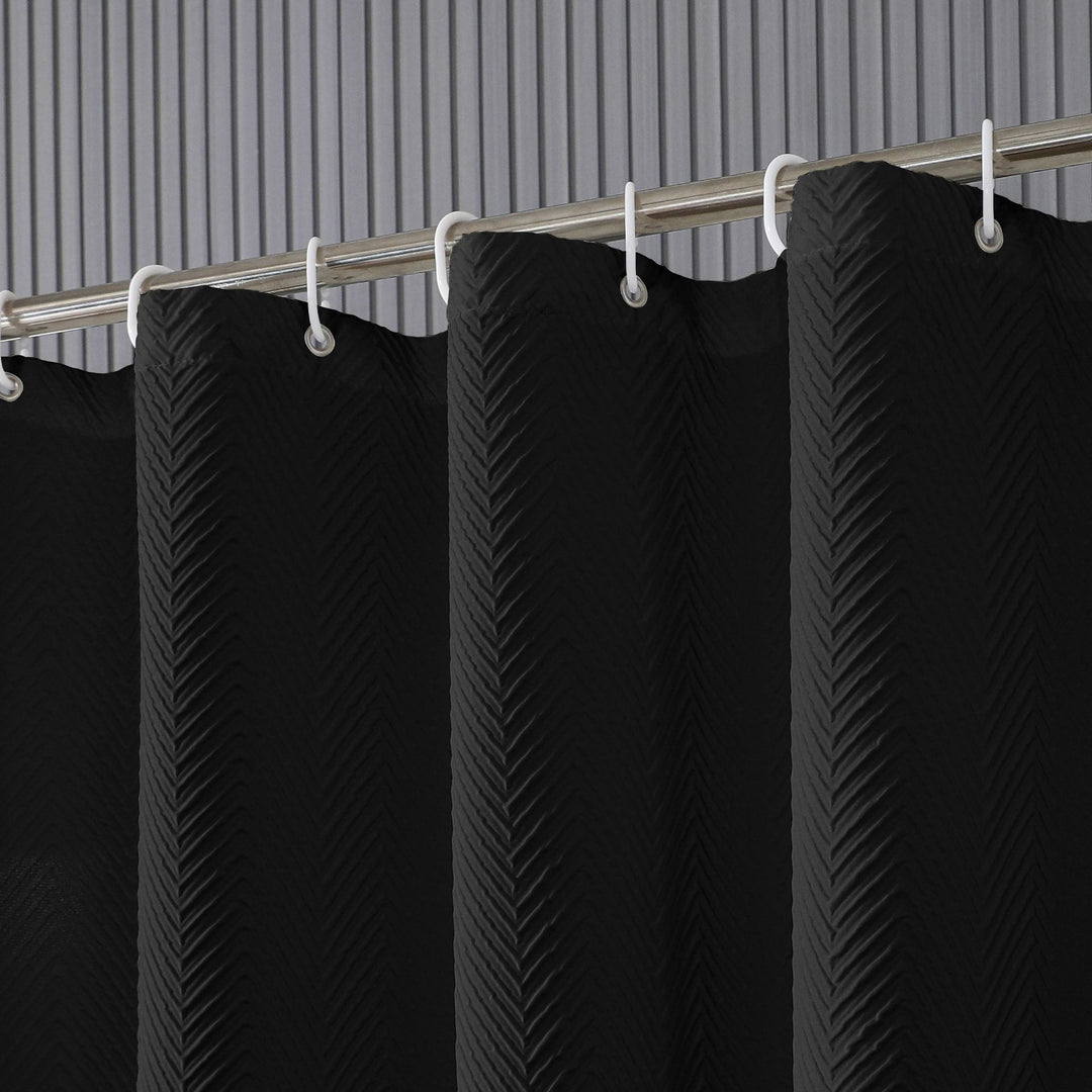 Textured Leaf Pattern Shower Curtain Bowlift