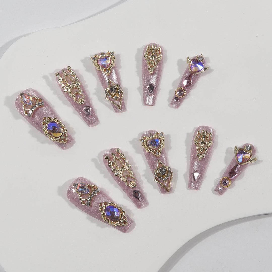 Deluxe Rhinestone-Embellished Stiletto Press-On Nails Bowlift
