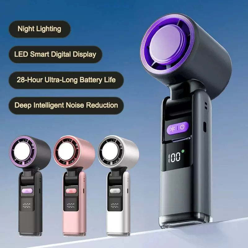 Unisex one size rechargeable portable bladeless-style mini fan with foldable head LED status indicator and high-capacity battery Bowlift