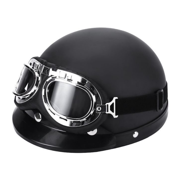 Retro open-face motorcycle helmet with detachable aviator goggles Bowlift