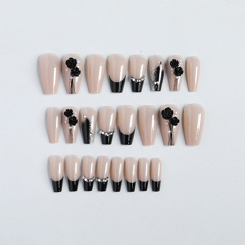 Decorative Rhinestone-Embedded Press-On Nails Bowlift