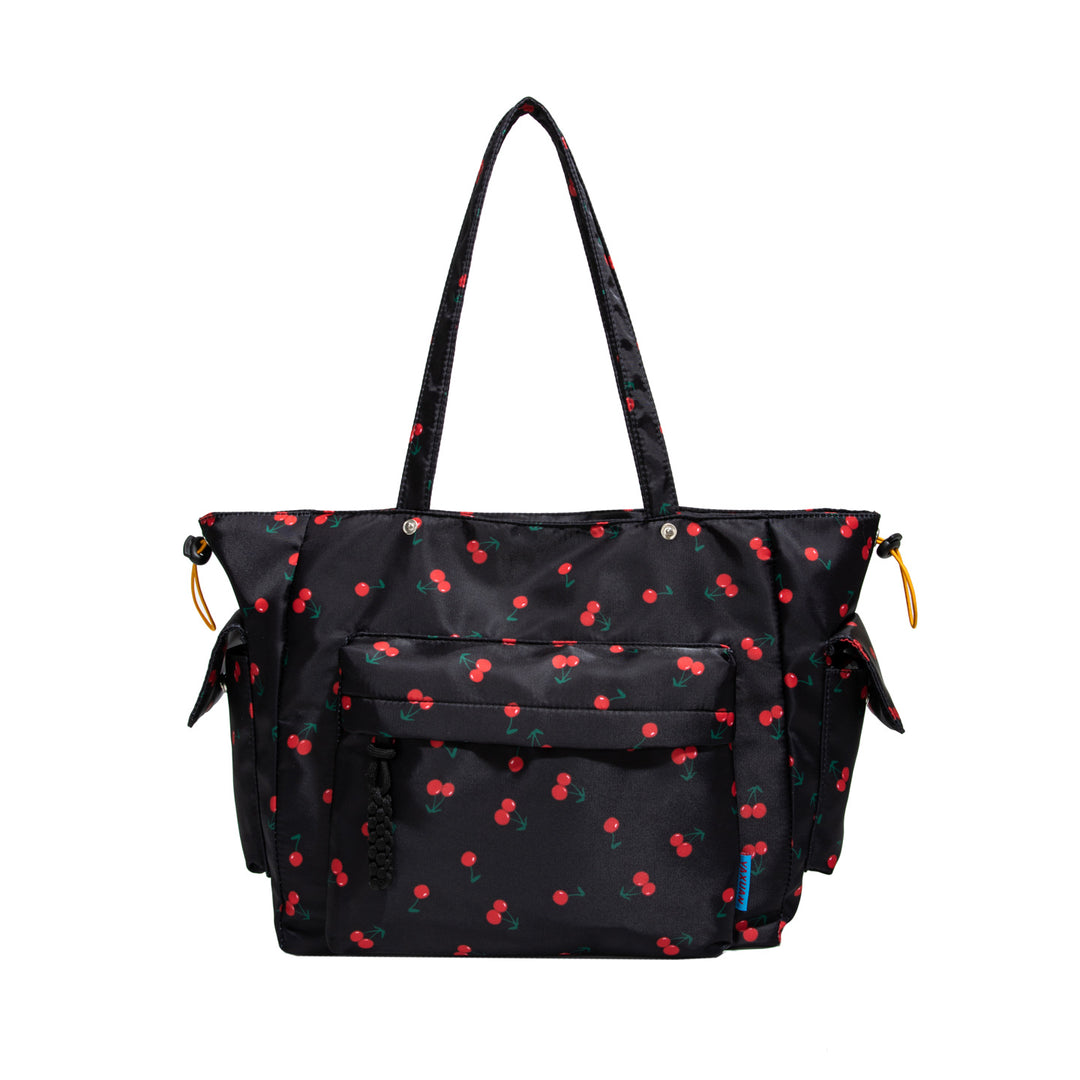Cherry Print Multi-Pocket Tote Bag Bowlift