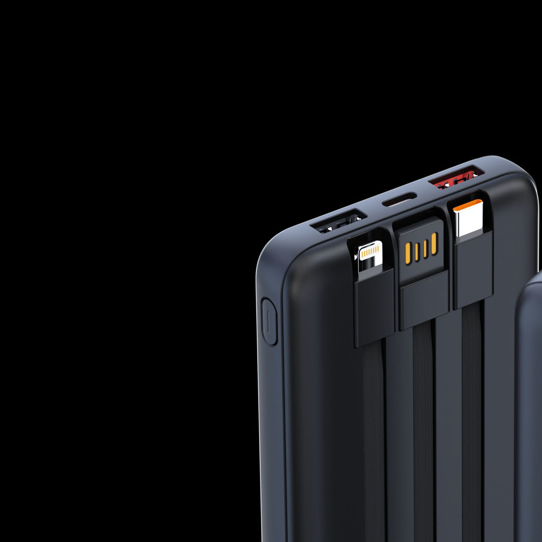 Portable power bank with integrated cable management and multifunctional charging port Bowlift
