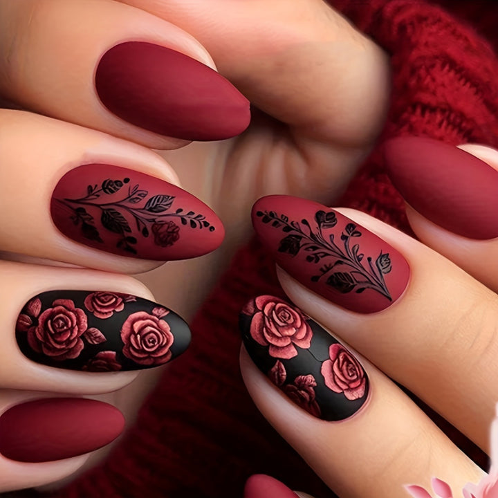 Artificial nails with elegant rose design Bowlift