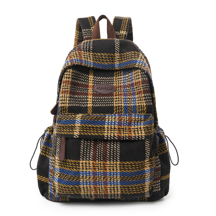 Cozy Plaid Patterned School Backpack Bowlift