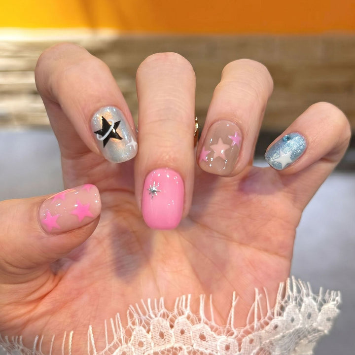 Decorative Nail Art Set with Star and Heart Accents Bowlift