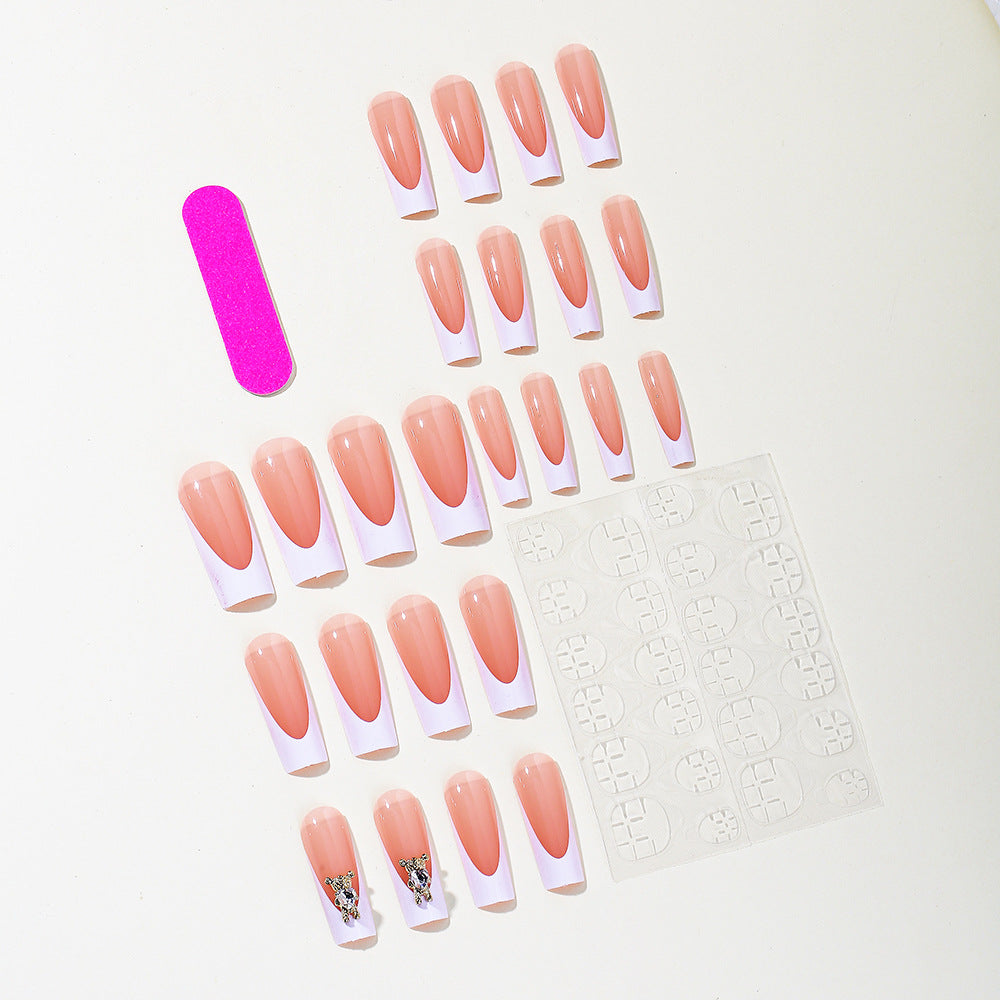 Elegant 3D French Tip Acrylic Nail Art Extensions Bowlift