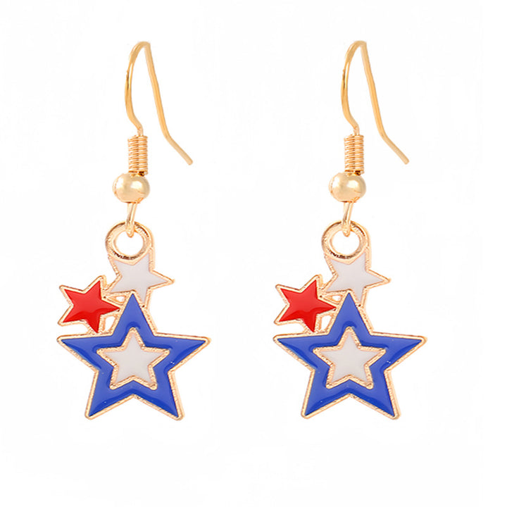 Ladies enamel earrings horseshoe with star stripe motif Bowlift