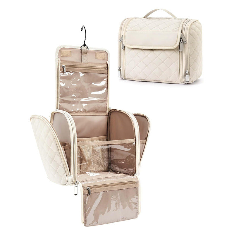 Cosmetic Organizer Bag with Removable Hook and Transparent Compartments Bowlift