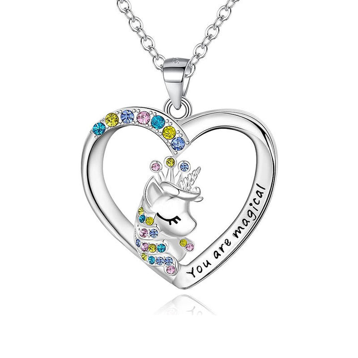 Enchanted Unicorn Heart Pendant Necklace Bowlift