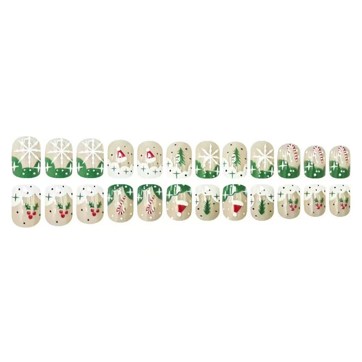 Artificial nail set with Christmas motifs and glitter accents Bowlift
