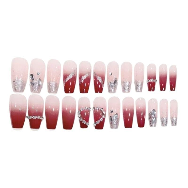 Artificial artificial fingernails with elegant heart accents Bowlift