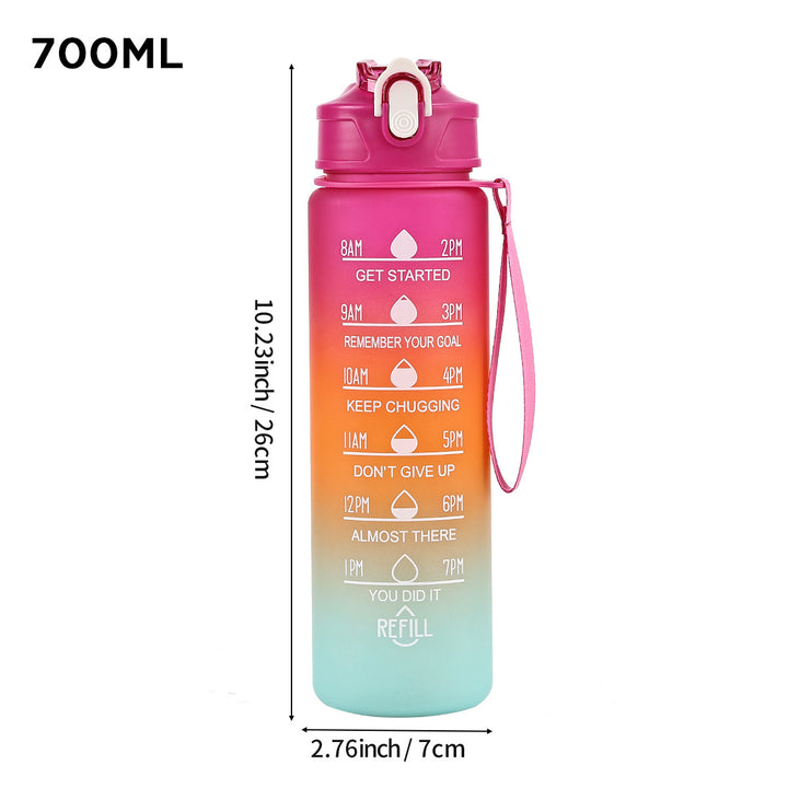 Motivational Time-Marker Hydration Bottle with Flip Lock and Carry Strap Bowlift
