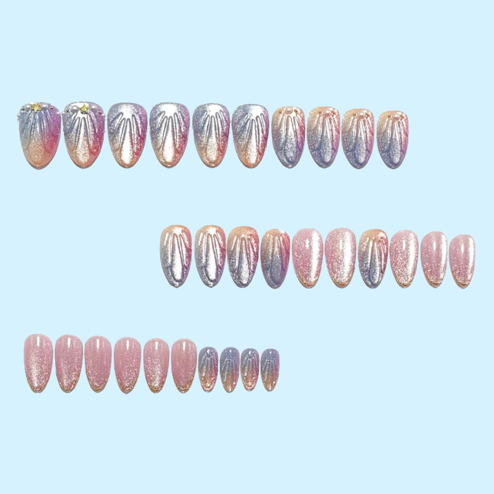 Artificial nails in elegant ombre design with glitter embellishments Bowlift