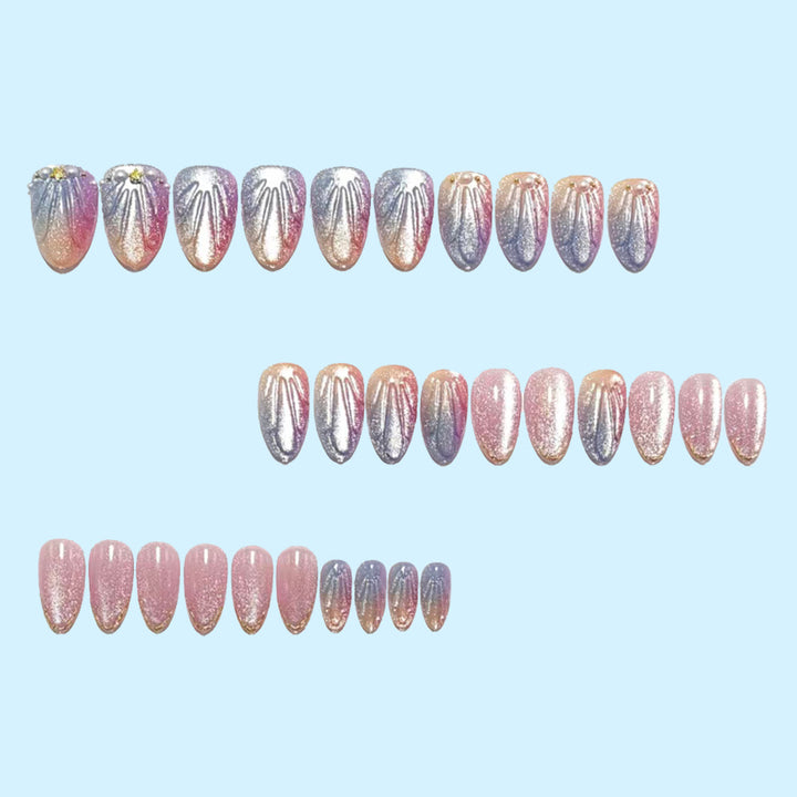 Artificial nails in elegant ombre design with glitter embellishments Bowlift