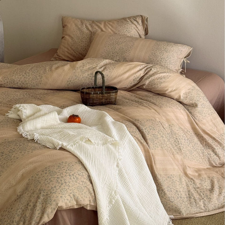 Cotton Percale Duvet Cover Set with Tie-Closure Shams