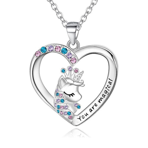 Enchanted Unicorn Heart Pendant Necklace Bowlift