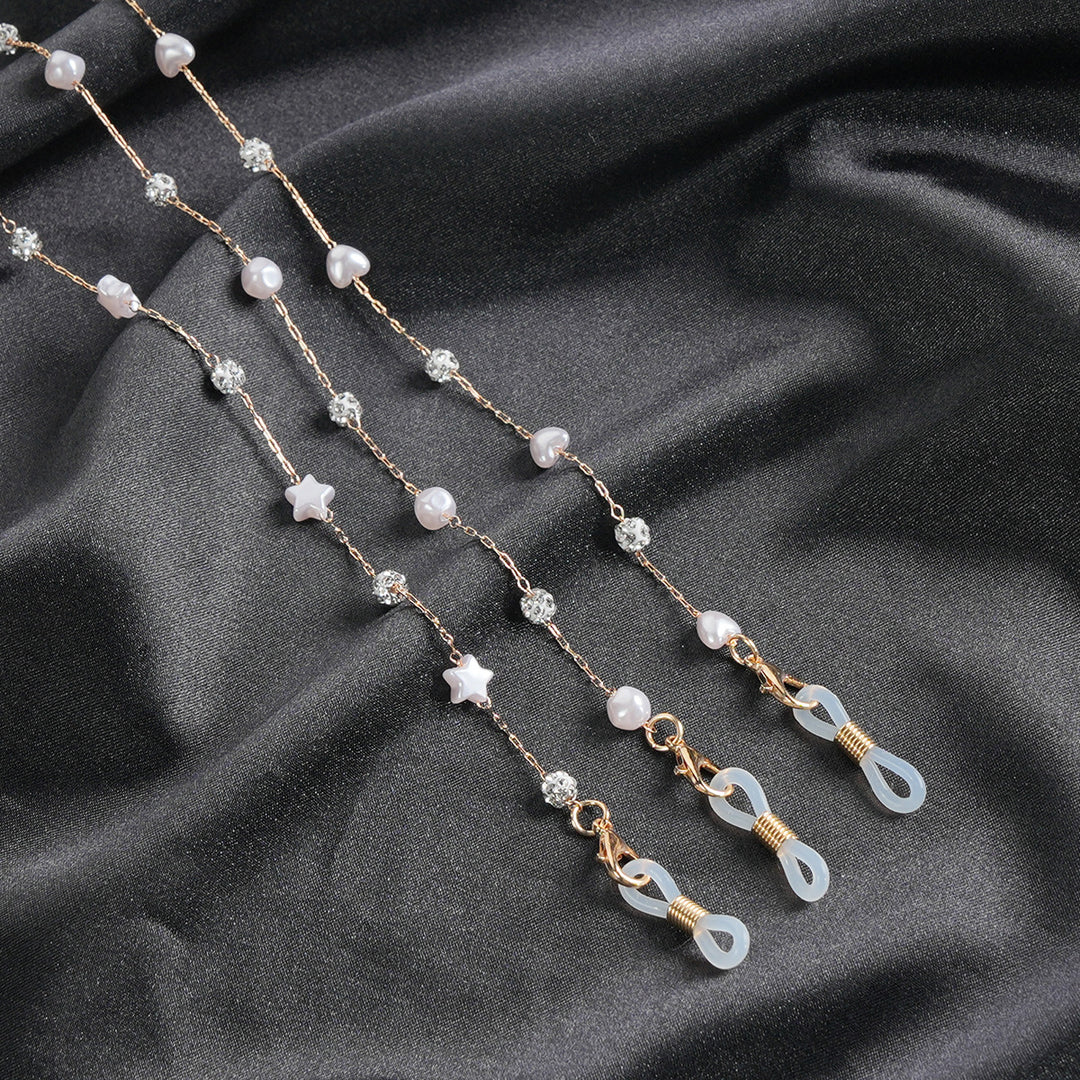 Pearl and Crystal Decor Eyewear Chain Bowlift